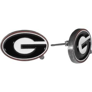 NCAA Georgia Bulldogs Silver Stud Earrings Womens Jewelry Post New Black Logo